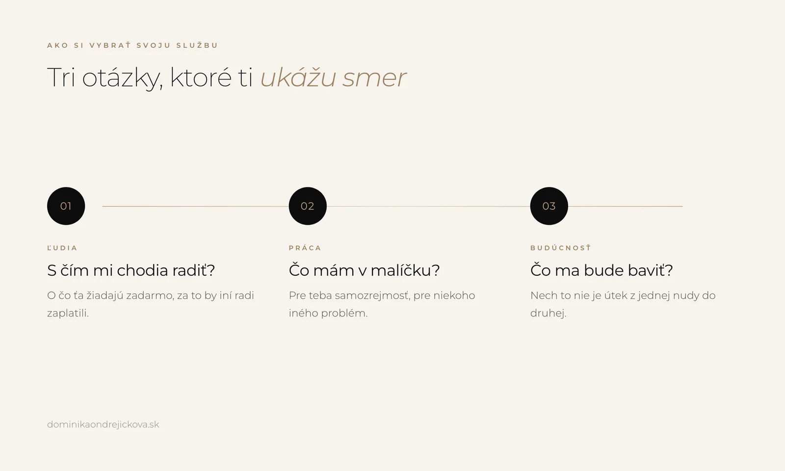 Tri otázky na výber služby: s čím mi ľudia chodia radiť, čo mám v malíčku, čo ma bude baviť
